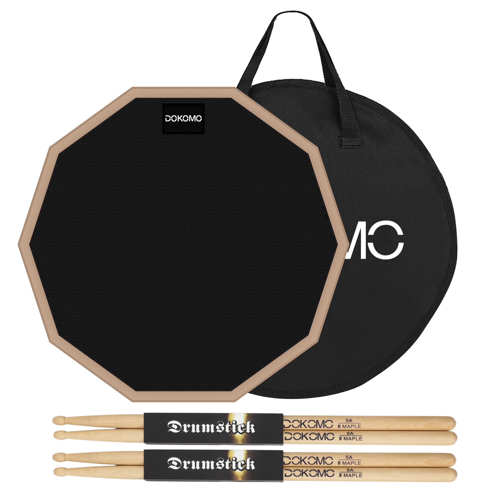 Drum Practice Pad, 12-Inch Silent Drum Pad Set with