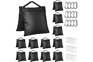 Evekea 12 Pack Sandbags Weight Bags for Photo Studio Photography Video Equipment, Empty Sandbag Set for Backdrop Stand, Photo Tripod, Canopy, Umbrella Base, Picnic Table, Tent, Fishing Chair