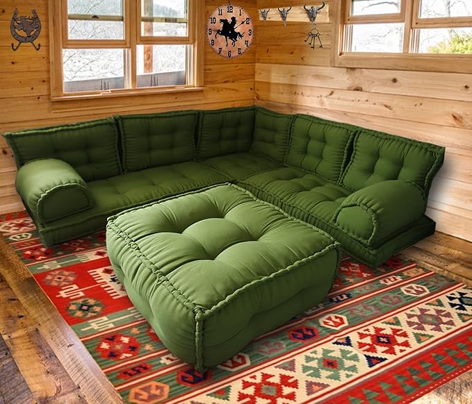 Spirit of 76 Corner sofa set with ottoman, floor level sofa set