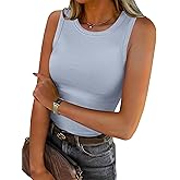 ANRABESS Womens Sleeveless High Neck Tank Tops Fashion Summer Casual Basic Slim Fit Ribbed Racerback Top Shirt Clothes