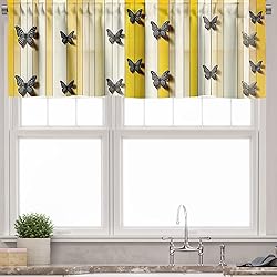 Ambesonne Summer Valance & Tier Curtain 3 pcs