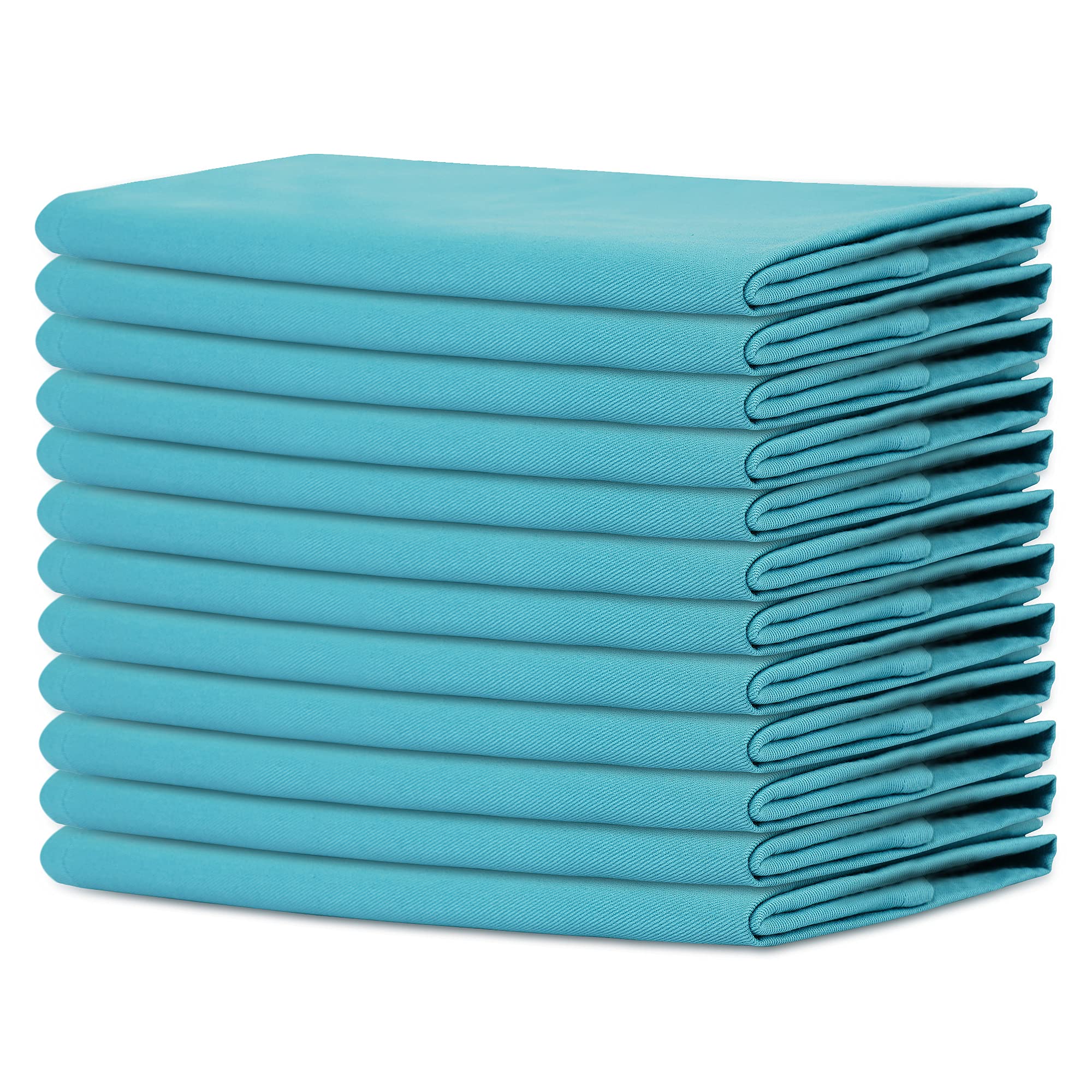 Sweet Needle - Pack of 12-100% Cotton Oversized Dinner Christmas Napkins 45 CM x 45 CM (18 IN x 18 IN), Teal - Heavy weight fabric for daily use with Mitered corners finish, Teal