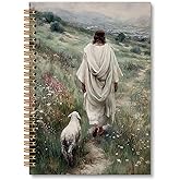 OINDADE Christian Jesus Lamb Notebook Journal, Christian Journals for Women, Good Shepherd Religious Spiral Notebook, Religious Jesus Notebooks Gifts for Women, Prayer Office Supplies, 6x8.2In