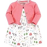 Hudson Baby Infant and Toddler Girls Cotton Dress and Cardigan Set