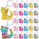 CiciBear 25 Pack Cat Double-Deck Flip Sequin Keychains for Meow Themed Party Favors, Birthday,Carnival,Goodie Bag Stuffers, Anniversary,5 Colors