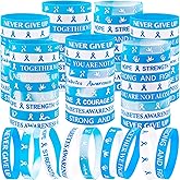 144pcs Diabetes Awareness Bracelets – Bulk Blue Silicone Ribbon Wristbands, Gifts for Diabetes Accessories
