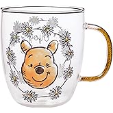 Silver Buffalo Disney Winnie the Pooh Enjoy The Little Things Glitter Handle Glass Mug, 14 Ounces