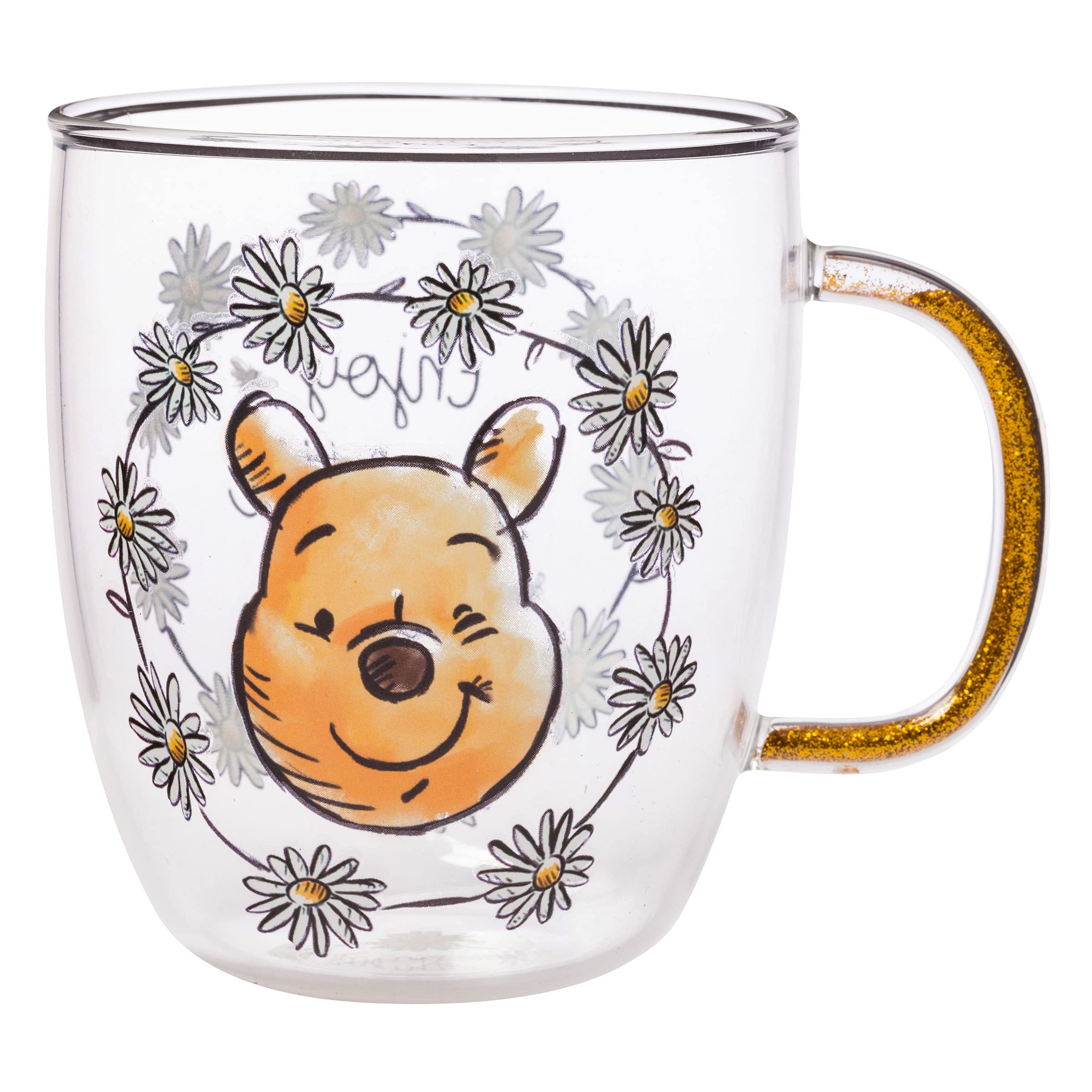Photo 1 of Silver Buffalo Disney Winnie the Pooh Enjoy The Little Things Glitter Handle Glass Mug, 14 Ounces