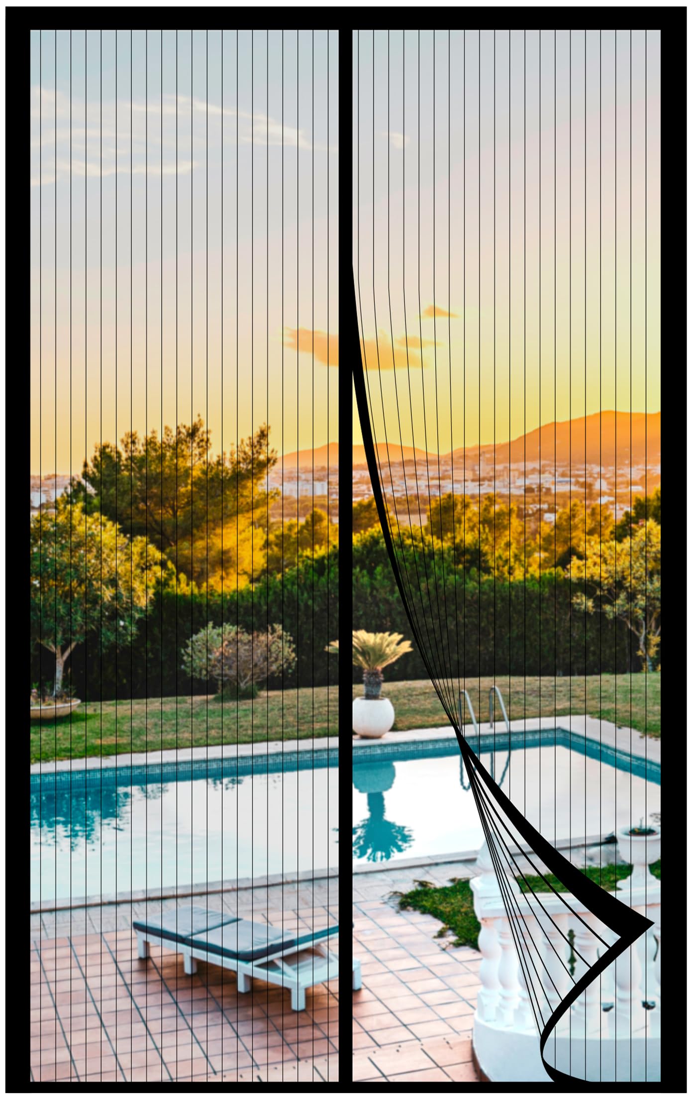 Photo 1 of METAONLY Magnetic Screen Door Mesh 32" x 82" - Fits 30" x 80" Door Size, Works for Patio, Sliding Door, Keeps Bug Mosquito Out, Fresh Air Flow, Black