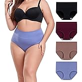 TUTUESTHER Plus Size Underwear for Women XL-5XL Cotton High Waist Women Briefs Full Coverage Ladies Panties 4 Pack