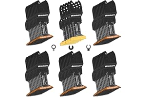 EXKRAEFT 50PCS Curved-Edge Oscillating Tool Blade, Titanium Multitool Blades for Metal, Wood, Plastic, Professional Universal Oscillating Saw Blades Fit Dewalt Milwaukee Ryobi Rockwell Fein