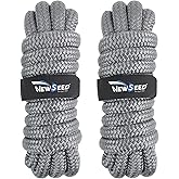 MALZE-NEWSEED Dock Lines 2 Pack 1/2" x 25' Double Braided Nylon Boat Rope with 12" Eyelets, Marine Grade Premium Mooring Lines for Docking, Grey