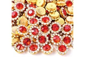 UYTRDVG 120 Pcs 12mm Sunflower Sew on Rhinestones Crystal Glass Gems, Metal Claw Rhinestones Jewels for Crafts, Glitter Gemstones for Clothes Shoes Cap Earring Belt Sewing Accessories(03 Red)