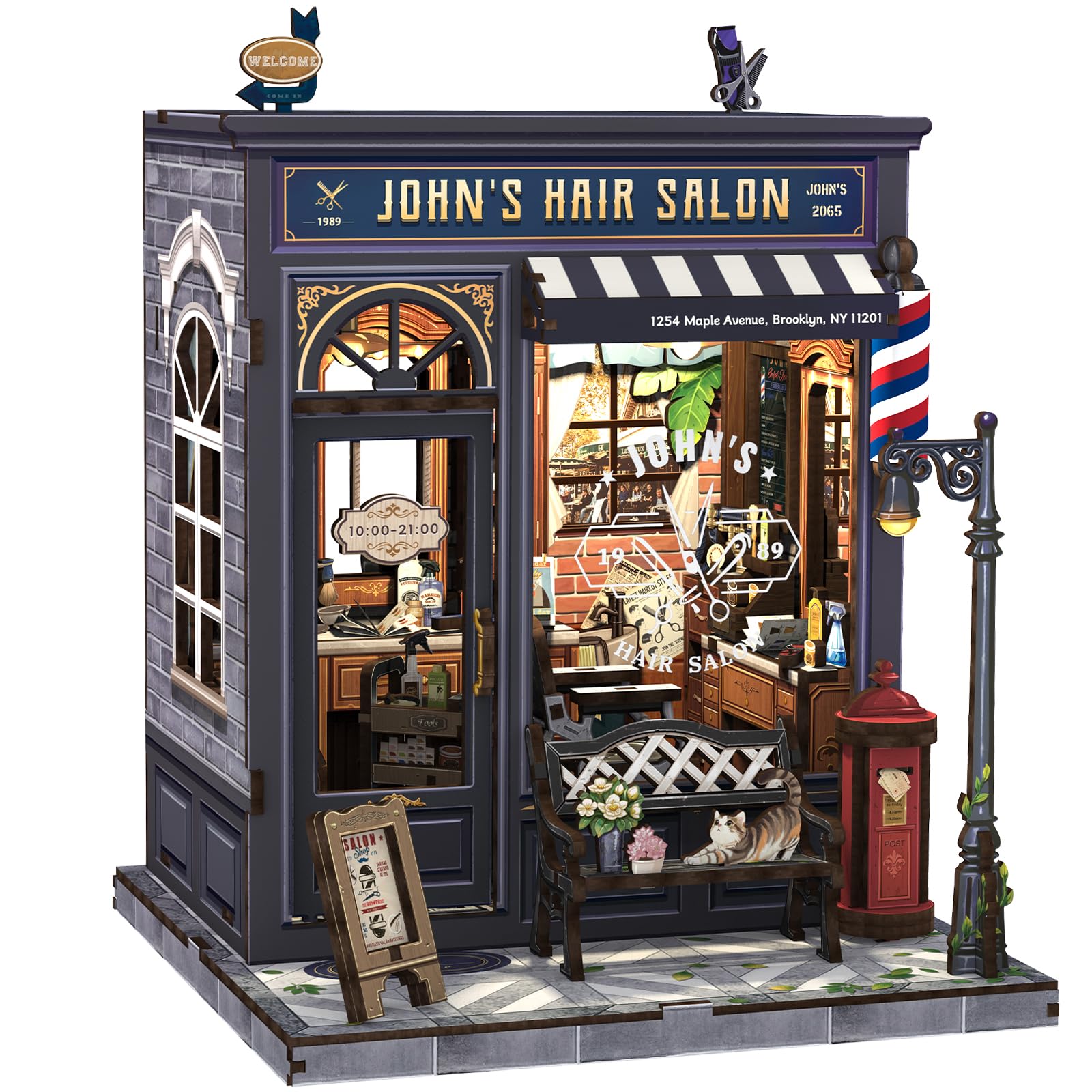 CUTEBEE Book Nook Kit - DIY Miniature House Dollhouse Kit for Adults, Booknook Hair Salon Barbershop, 3D Wooden Puzzle Bookend Bookshelf Decoration Gift for Family and Friends (John's Hair Salon) — image 1