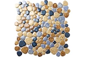Blujellyfish Glazed Blue Mosaic Ceramic Pebble Porcelain Tile Swimming Pool Bath Shower Wall Flooring Tile TSTGPT001 (5 Square Feet)