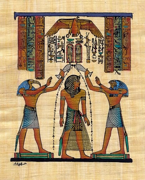 Agyptische Papyrus Gemalde Ramesses Ii Horus Und Thoth 60 Cm X 40 Cm Echtes Papyrus Papyrus Papier Bilderrahmen Amazon De Kuche Haushalt