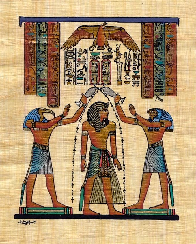 Egyptian Papyrus Painting Ramesses III, Horus and Thoth 30cm x 20cm