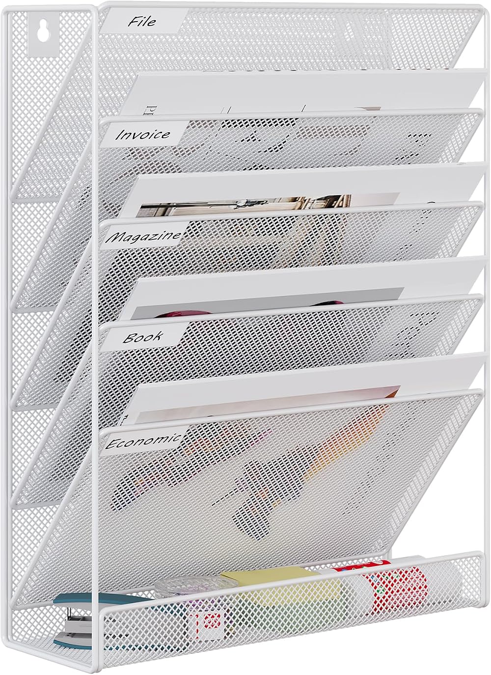 EasyPAG Metal 6 Tier A4 Wall Mounted Document Holder White