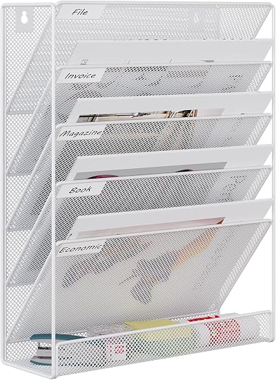 EasyPAG Metal 6 Tier A4 Wall Mounted Document Holder White