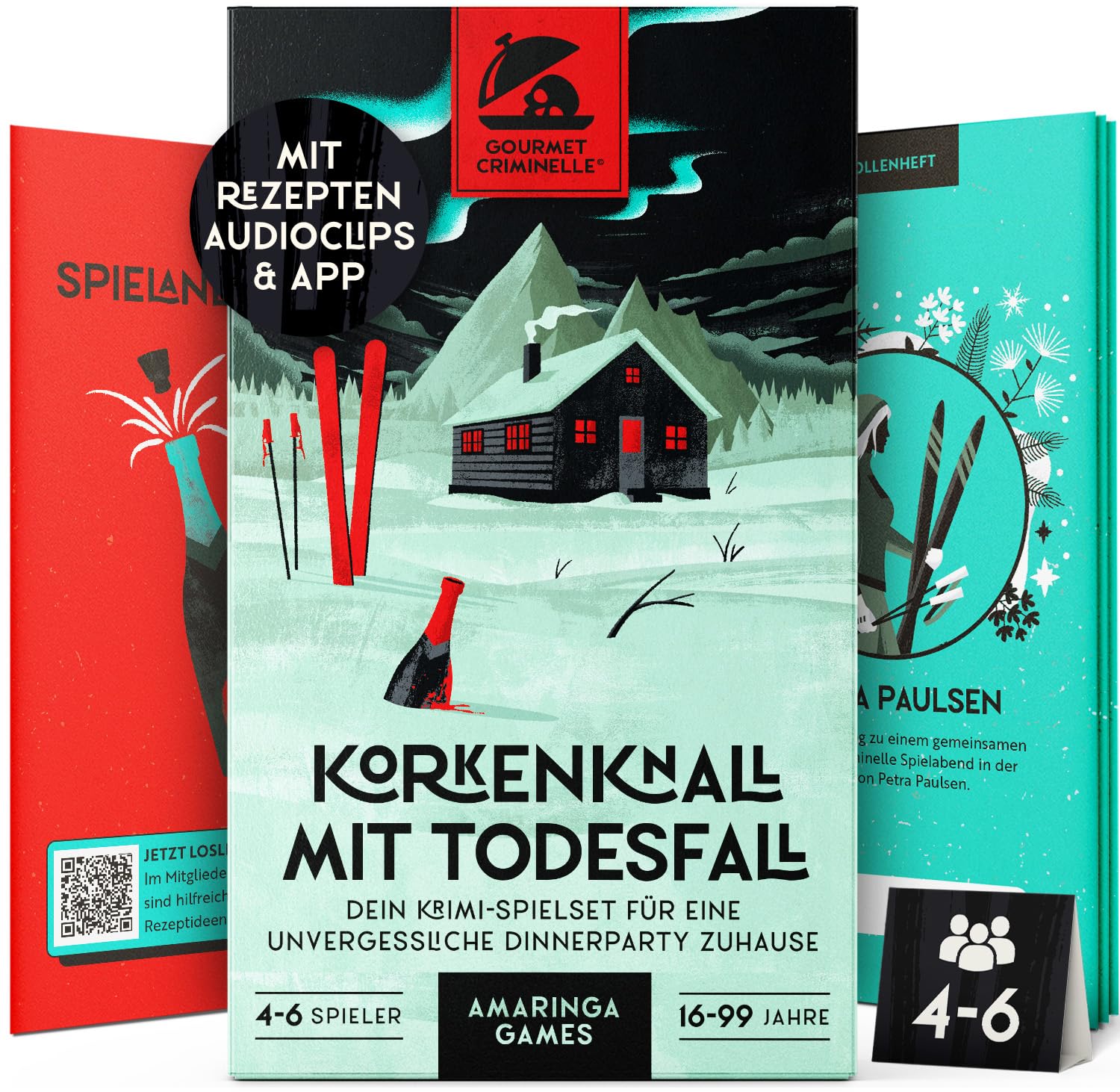 Gourmet Criminelle® Crime Dinner for Home, 4-6 People, Mysterious Murder Case, Cork Bang with Death for Your Crime Dinner Party, Exciting Crime Dinner Game from 16 Years, 4-6 Players