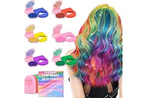 Hair Chalk for Girls 6 Color Temporary Hair Color Dye Shimmer Glitter Hair Color Makeup Washable Hair Dye Christmas Birthday 