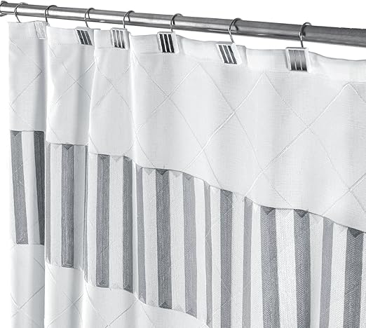 Amazon Com White And Grey Fabric Shower Curtain For Bathroom
