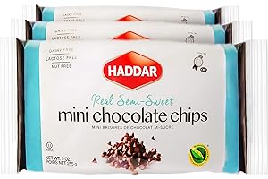 Haddar Vegan Real Semi Sweet Dark "Mini Chocolate Chips", 9oz (3 Pack) Dairy Free, Lactose Free, Nut Free, Great for Baking