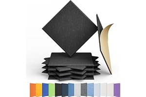 Amantech 12 Pack Acoustic Panels Self Adhesive Sound Proof Foam, High Density Sound Acoustic Panel, 12X12X0.4 Inch Square Panels in Home, Office, Reccording Room, Studio,and more(Black)