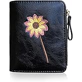AOXONEL Girls Wallet Small Bifold Womens Wallets Rfid,Compact Female Cute Mini Zipper Coin Card Purse for Teen Girl Kids (Black)