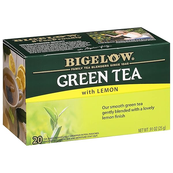 BIGELOWTEA GREEN TEA WITH LEMON (CAFFEINATED), 20 COUNT