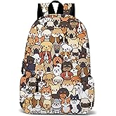 ROVOZAR Funny Dog School Backpack for Girls Boys Bookbag, 17 Inch Dog Laptop Backpack, Dogs Animals Theme Back Pack for School Travel Hiking Camping