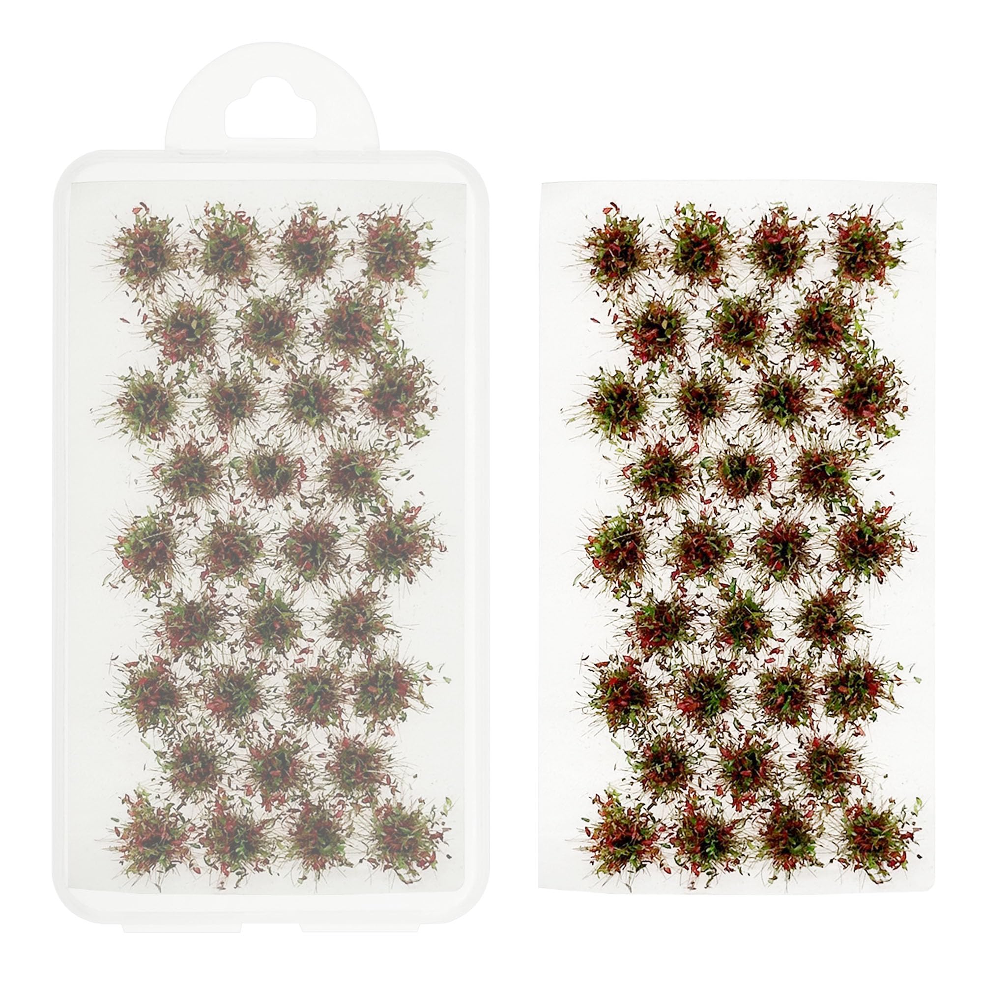 Attuslla Miniature Flower Clusters Static Grass Tufts Artificial Grass Terrain Scenery Kit for Model Train Railway, DIY Diorama Landscape, Red and Green