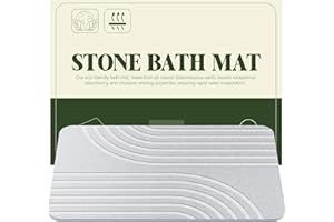 UBTKEY Stone Bath Mat for Bathroom, Diatomite Stone Bath Shower Mat, Stone Dish Drying Mat for Kitchen Counter, Non Slip Quick Drying Diatomaceous Earth Bathmat, 23" x 15", Light Grey (Boho)