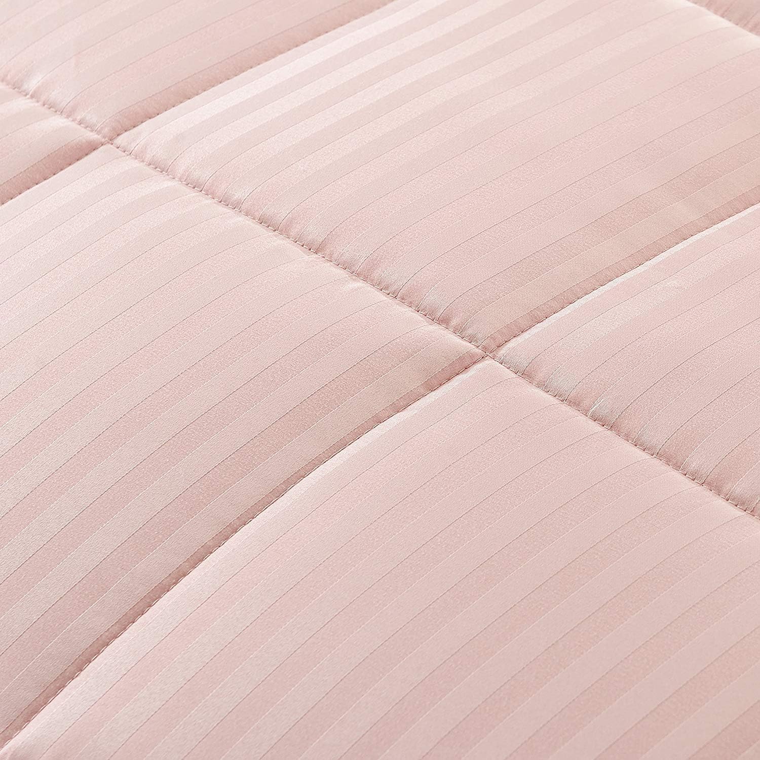 downluxe Lightweight Queen Down Alternative Blanket with Satin Trim, Pink, 90 X 90 Inch: Home & Kitchen