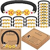 Ecation 20 Set Sport Softball Bracelets Team Gift Bulk Adjustable Bead Ball Charm Bracelet with Inspirational Card for Sport Softball Team Ball Lovers Players Gifts Birthday Party