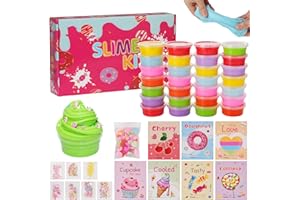 RECLITE 28 Pack Butter Slime Kit DIY Slime Toys for Kids Party Favor Supplies with Love, Lollipop, Candy, Cherry, Donut and ice Cream，Soft & Non-Sticky,Birthday Gifts for Girl and Boys Valentines Gift Favors
