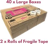 Direct Global Trading 40 x 52x30x30cm Cardboard Boxes 44 L with Fragile Tape view 3