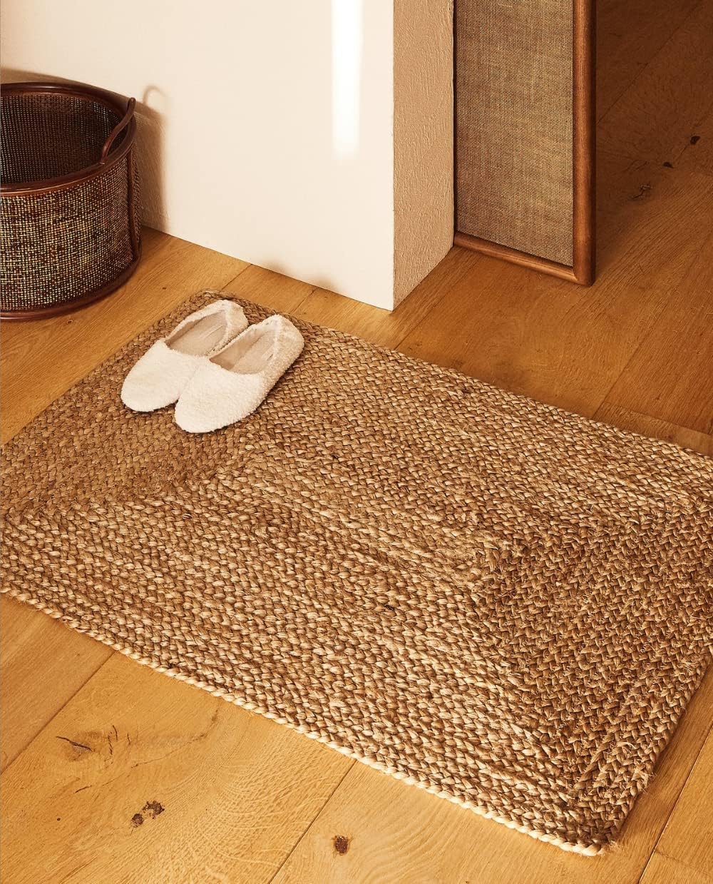 Rugs, Pads & Protectors - FRELISH DECOR Handwoven Jute Area Rug - 2x3 feet - Natural Yarn - Rustic Vintage Beige Braided Reversible Rug - Eco Friendly Rugs for Bedroom - Kitchen - Living Room - Farmhouse (2'x3')