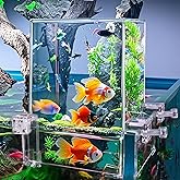 Okllen Negative Pressure Fish Tank Acrylic, Auto-Refill Hanging Aquarium with Fish Elevator, Water Level Maintenance & 360° V
