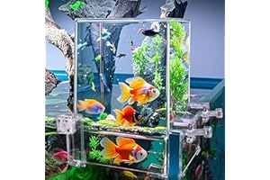 Okllen Negative Pressure Fish Tank Acrylic, Auto-Refill Hanging Aquarium with Fish Elevator, Water Level Maintenance & 360° View, Space-Saving External Suspended Tank for Betta/Guppy