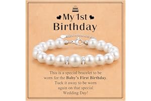PINKDODO Sweet 1 Year Old Girl Gifts Pearl Bracelet Keepsake Adorable Jewelry to Celebrate Her First Birthday