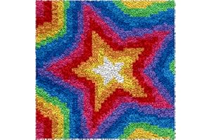 Numptain Latch Hook Kits for Kids,DIY Rug Crafts Love Rainbow Pattern Color Printed Canvas,Latch Hook Kits for Beginners Handmade Needlework Crafts Home Decoration,12"x12" NT5