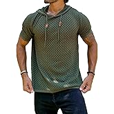Zaitun Men's Short Sleeve Hoodie Shirt Casual Waffle Knitted Pullover Sweater