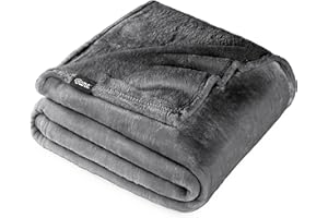 Bare Home Fleece Blanket - Full/Queen - Ultra-Soft Lightweight for Bed, Sofa, and Couch - Luxury Microplush - Cozy Warm Blanket (Full/Queen, Grey)