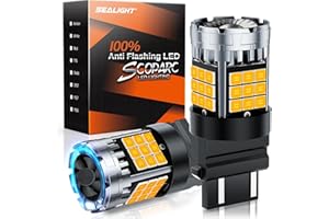 SEALIGHT Turn Signal Bulb, 3157A 3156 LED Bulbs Amber, 600% Super Bright High Power Canbus Error Free Anti Hyper Flash, 3457NA 4057 4157 for Front Rear Turn Signal Light, Blinker Marker Lights, 2 Pcs