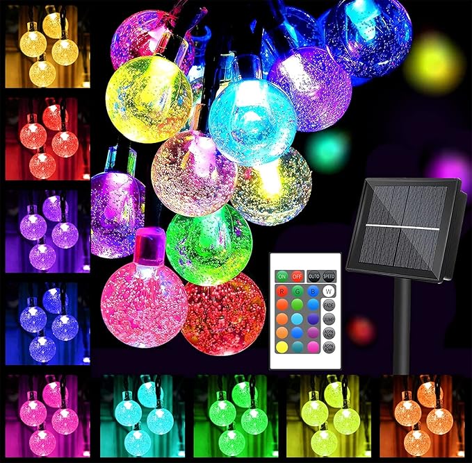 Solar String Lights Outdoor, 16Colors Changing 20Modes Waterproof Fairy