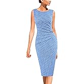 VFSHOW Womens Work Office Business Casual Sleeveless Ruched Elegant Professional Church Cocktail Party Pencil Sheath Dress