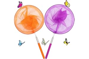 HSHTTKL 2 Pack Insect Catching Nets, Telescopic Stainless Steel Pole, Fishing Nets,Butterfly Nets, Nature Exploration Toys for Kids Outdoor Playing