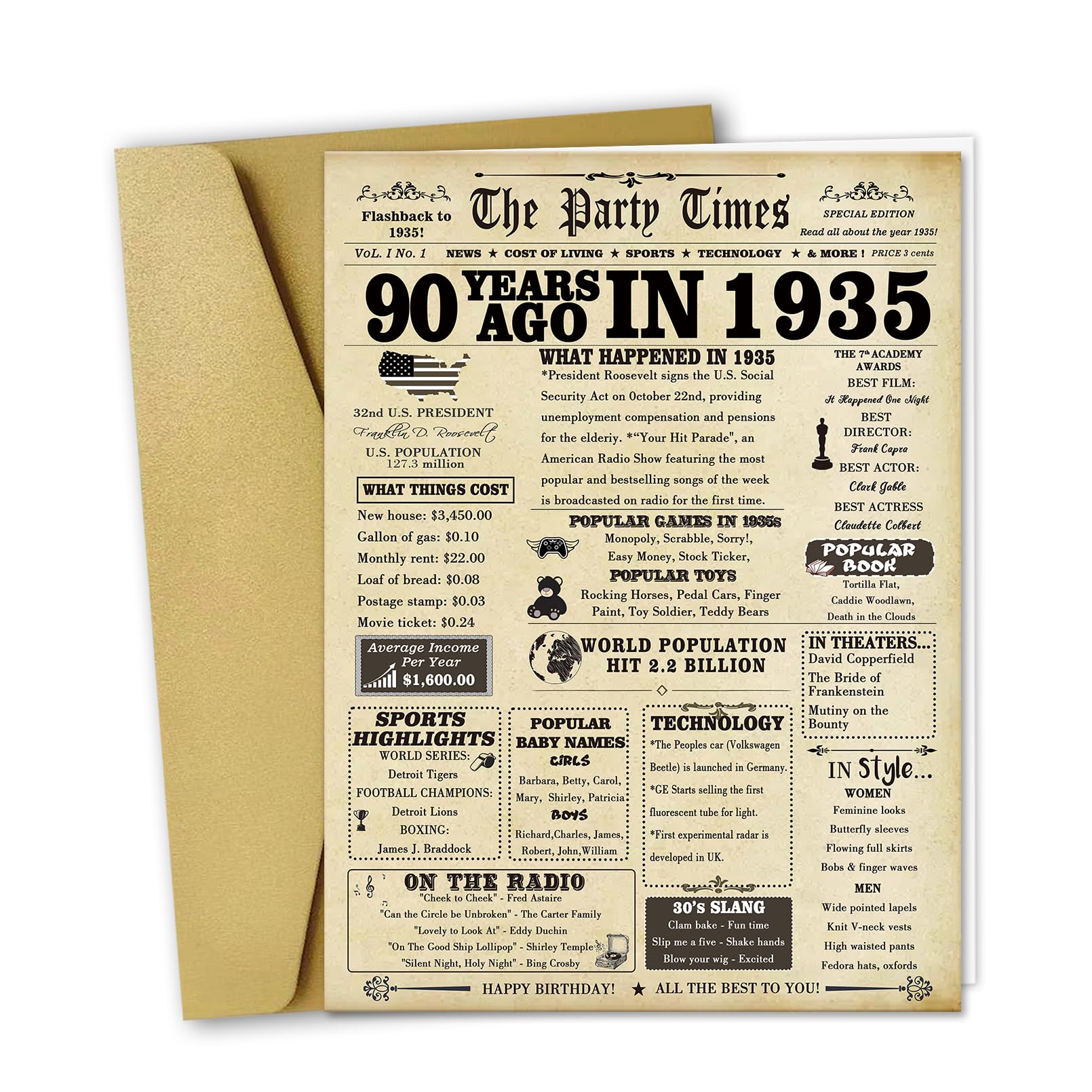 Photo 1 of ***2 CARDS INCLUDED***LiuuLi Jumbo 90th Birthday Card for Grandma Grandpa,Vintage Birthday Decoration Gifts for 90 Years Old Mom Dad,90th Birthday Gifts Card for Women Men***2 CARDS INCLUDED***