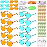 Saysurey 20 Pairs DIY Showgirl Style Girl Party Sunglasses Showgirl Style Party Favors Trendy Orange Light Blue Heart Shaped Glasses for Women Birthday Supplies Decorations